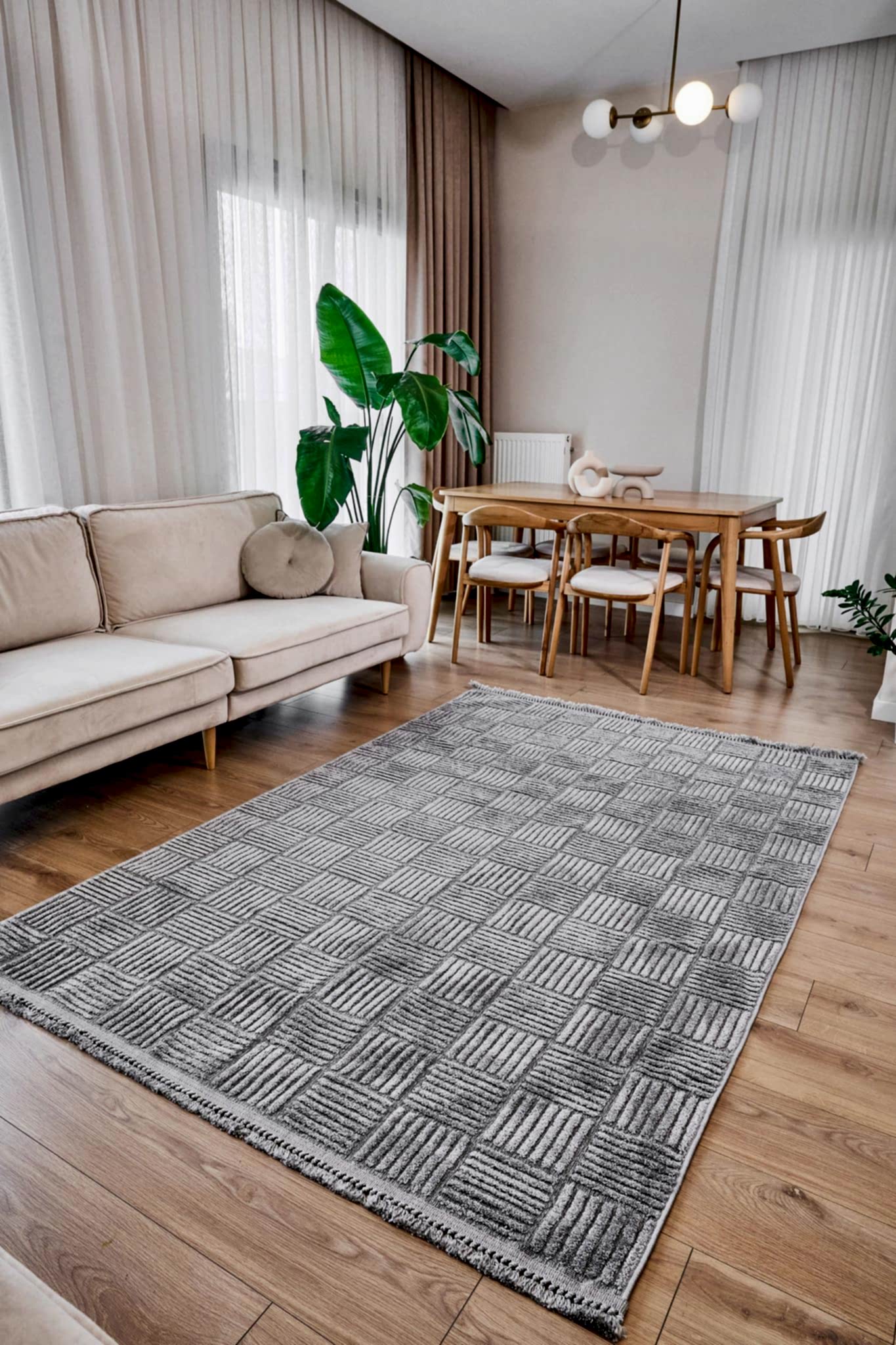 Anemon Kesme Halı (Özel Ölçü) - 6824 Gri