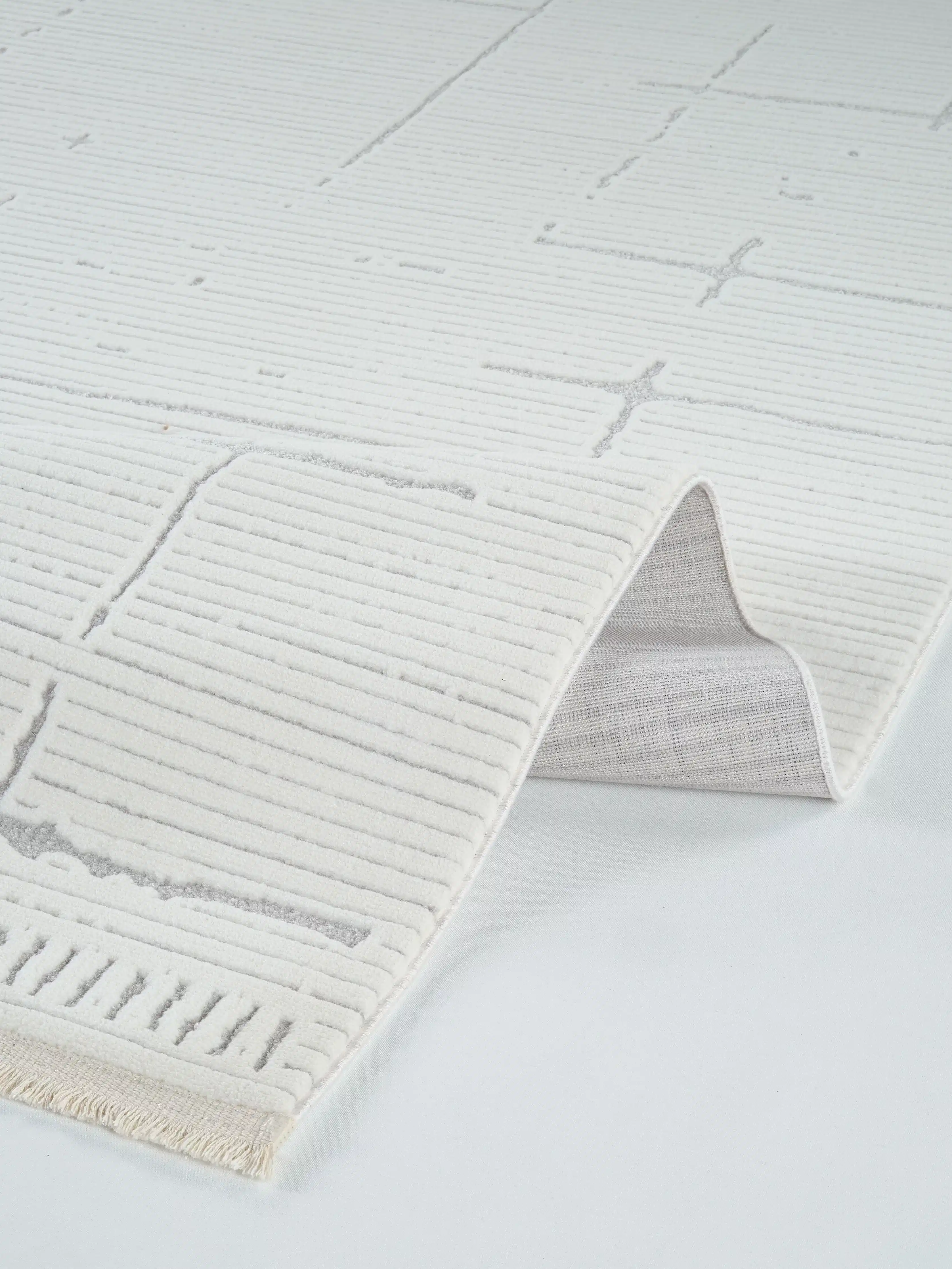 Origami Kesme Halı (Özel Ölçü) - 6941 Beyaz Gri