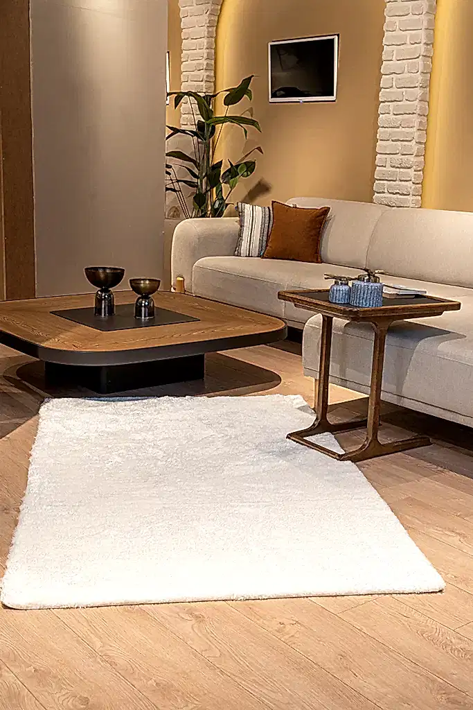 Vega Kesme Halı (Özel Ölçü) - Beyaz