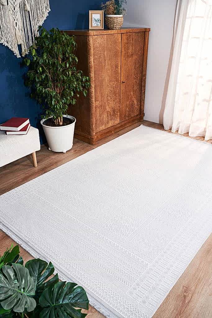 Vivaldi 9761 Beyaz - Makine Halısı